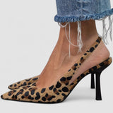 Kaki salonke s leopard uzorkom i šiljastim vrhom