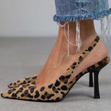 Kaki salonke s leopard uzorkom i šiljastim vrhom