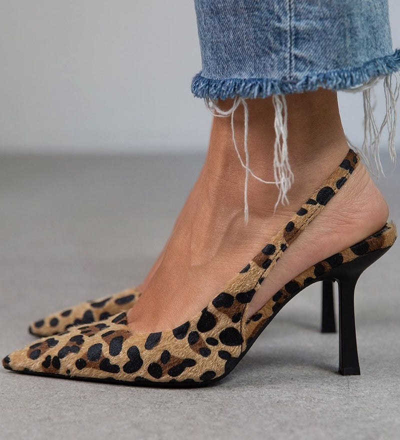 Kaki salonke s leopard uzorkom i šiljastim vrhom